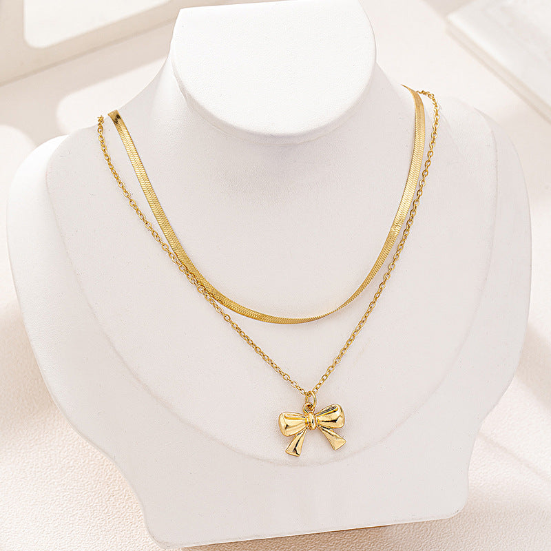 Planderful Vienna Verve Necklace – Fashionable Double-Layer Metal Design