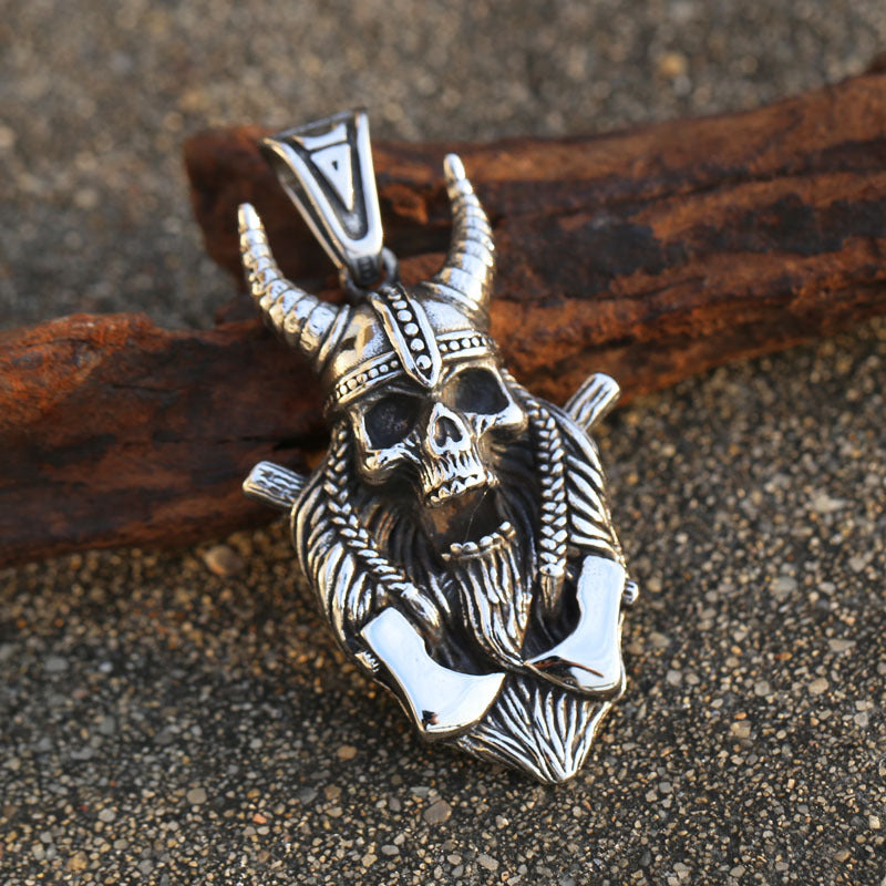 Retro Punk Skull Horns Titanium Steel Pendant for Men - Wholesale European and American Style