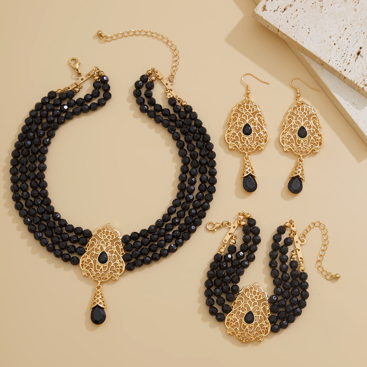French Crystal Teardrop Jewelry Set