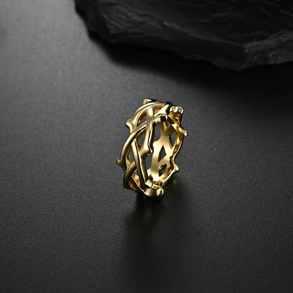 European And American Style Thorn Vine Weaving Stainless Steel Ring For Engagement