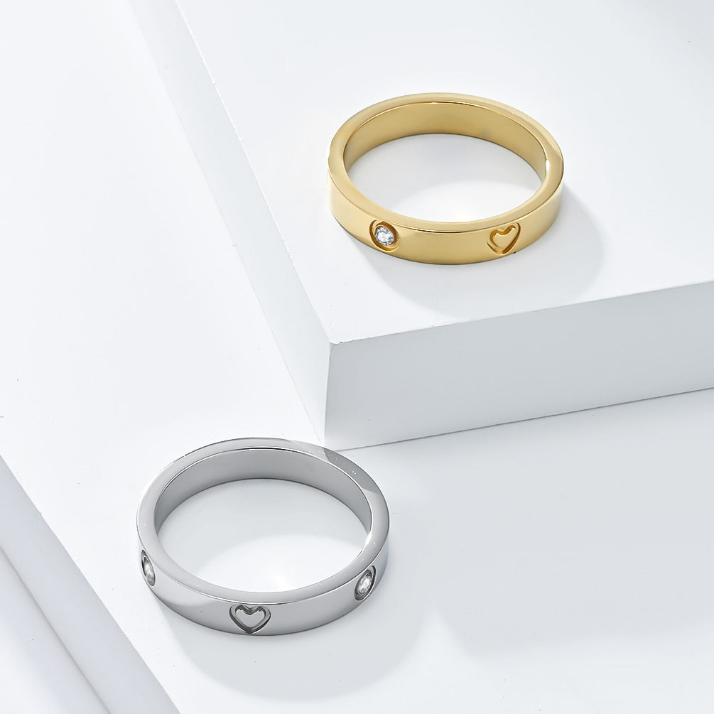Planderful Zircon Inlaid Gold Plated Titanium Steel Ring For Women Light Luxury High End Jewelry