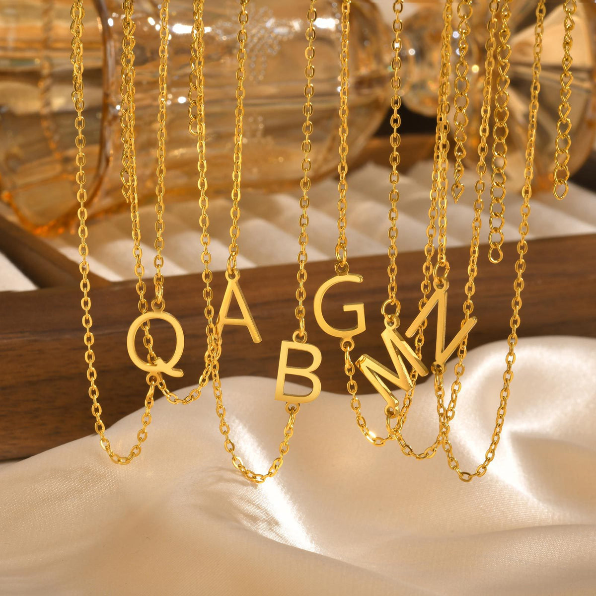 Stainless Steel Flat Cross Chain Letter Necklace Gold Collarbone Chain Letter
