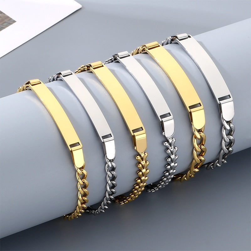 Stainless Steel Figaro Chain Bend Bracelet Nk Chain Cuban Chain Couple
