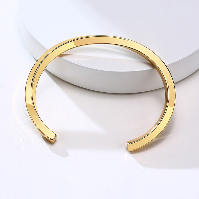 Square Line Retro Stainless Steel Spiral Twist Opening Women's Bracelet Men's Bracelet Couple Korean Version Bracelet