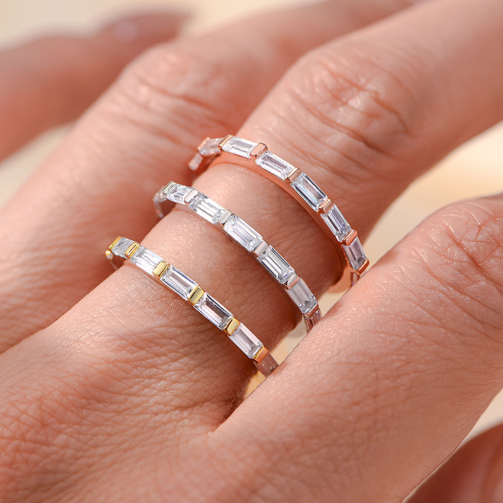 Rectangular Zircon Sterling Silver Ring Zircon Ring