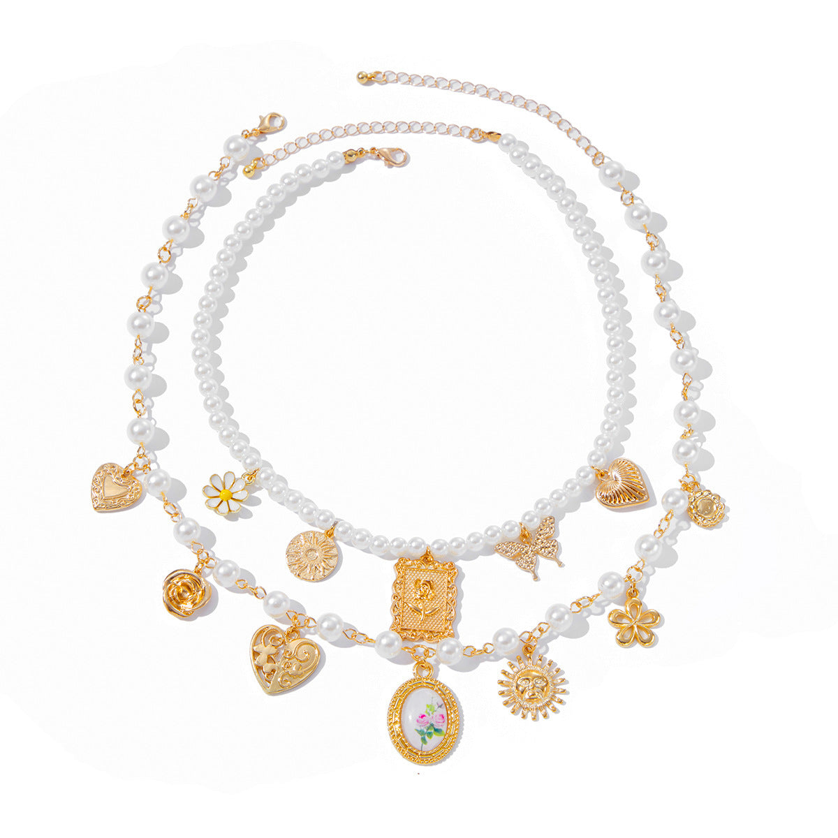 Planderful Vienna Verve Necklace – Elegant Pearl and Rose Bow Design