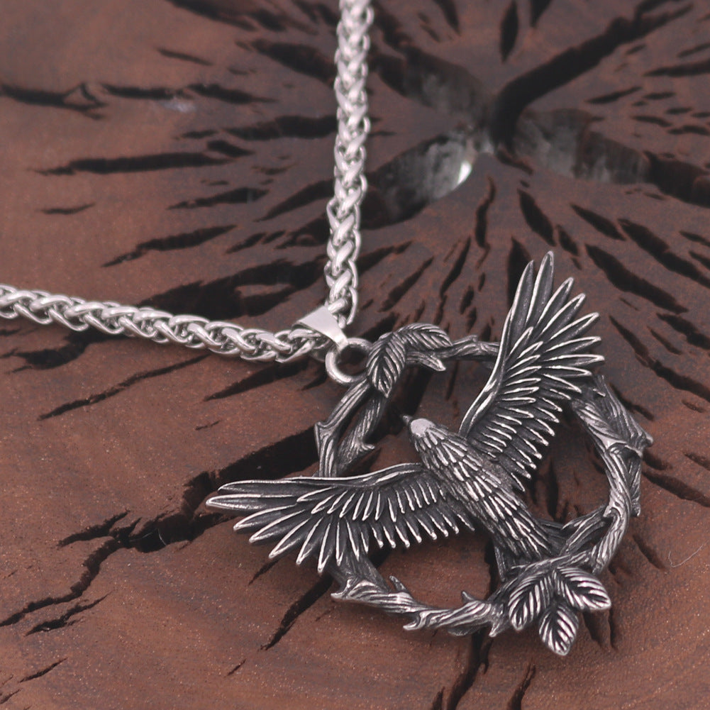 Cross Border Viking Eagle Pendant Necklace with Titanium Bird Design - Men's Retro Fashion Jewelry