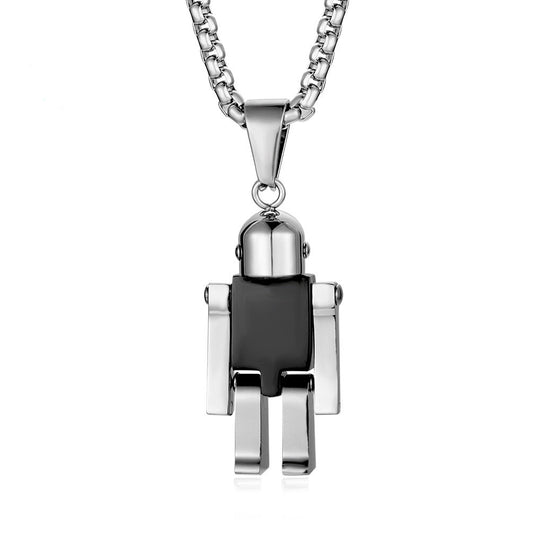 Planderful Robot Pendant Necklace For Urban Streetwear Fans Fade Resistant Titanium Steel Jewelry