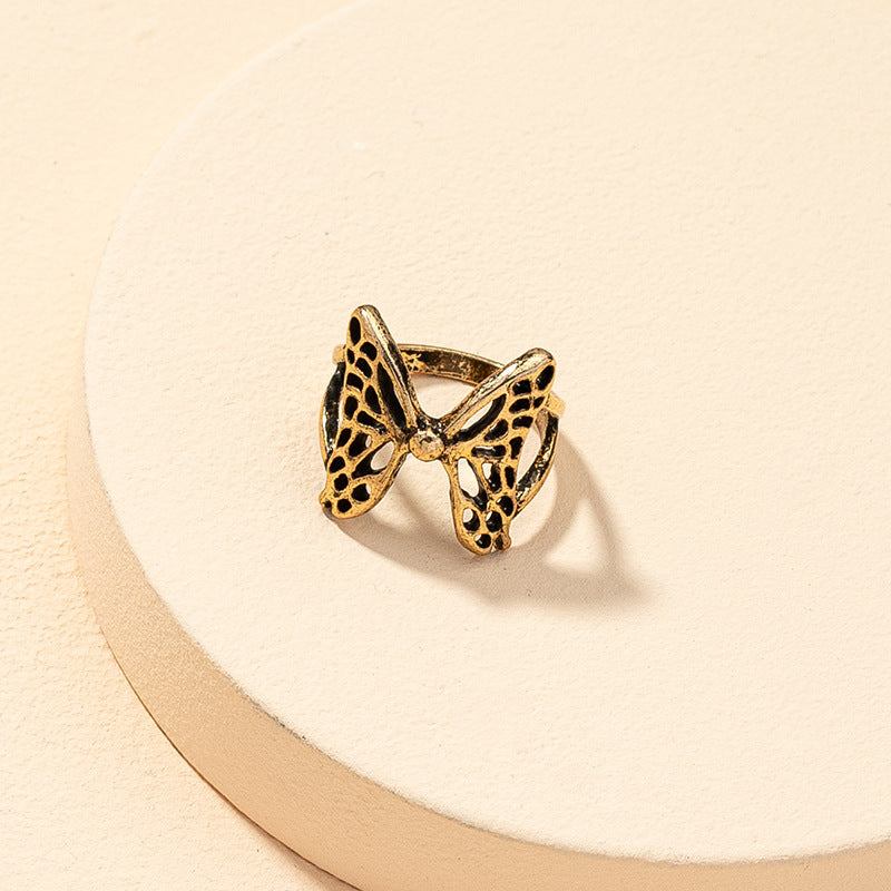 European Style Hollow Butterfly Ring with Niche Design for Fashionable Street Style