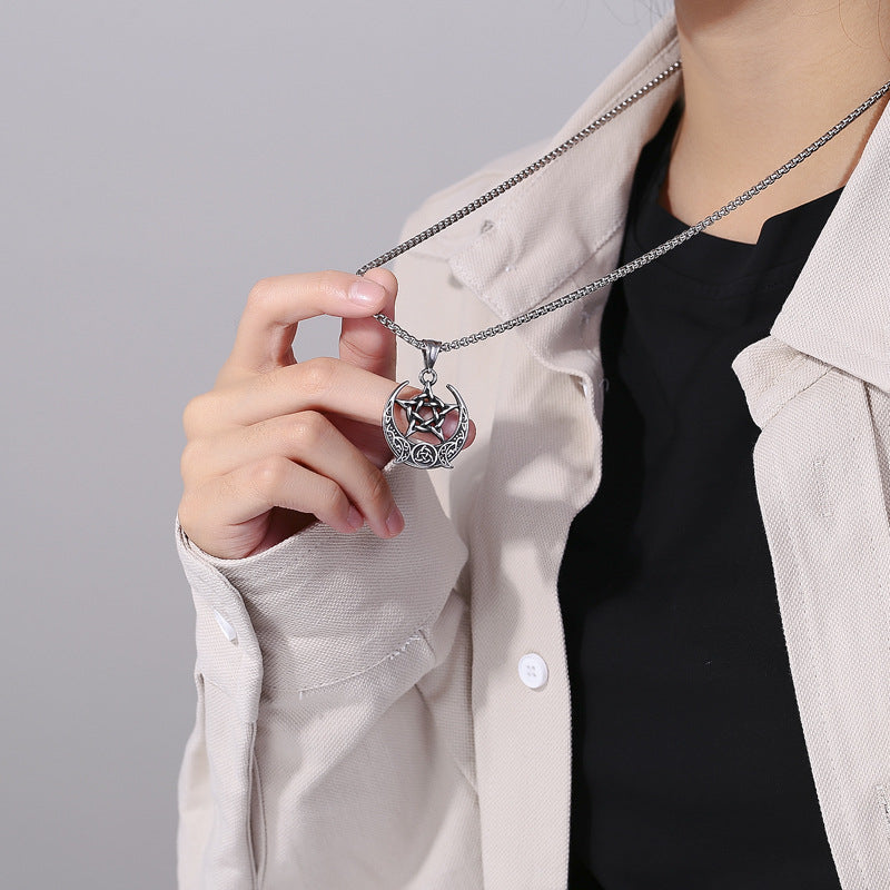 Titanium Steel Necklace – Statement Viking Pentagram