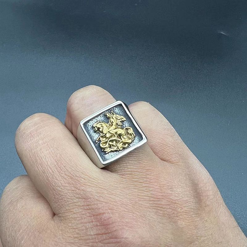 Planderful Durable Stainless Steel Dragon Knight Ring Men