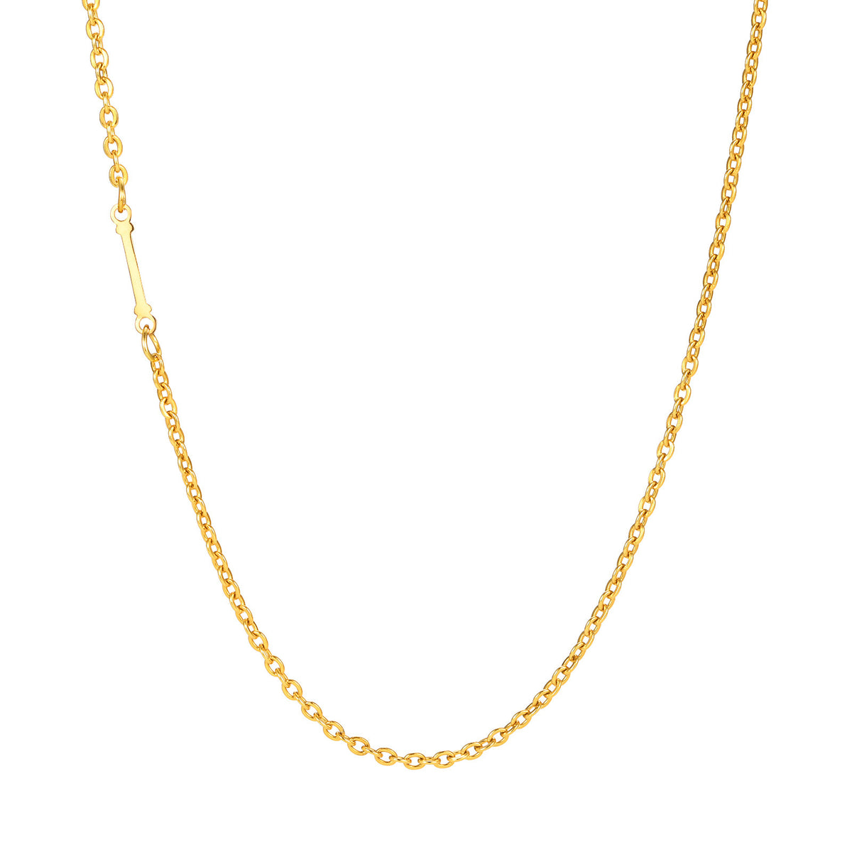 Stainless Steel Flat Cross Chain Letter Necklace Gold Collarbone Chain Letter