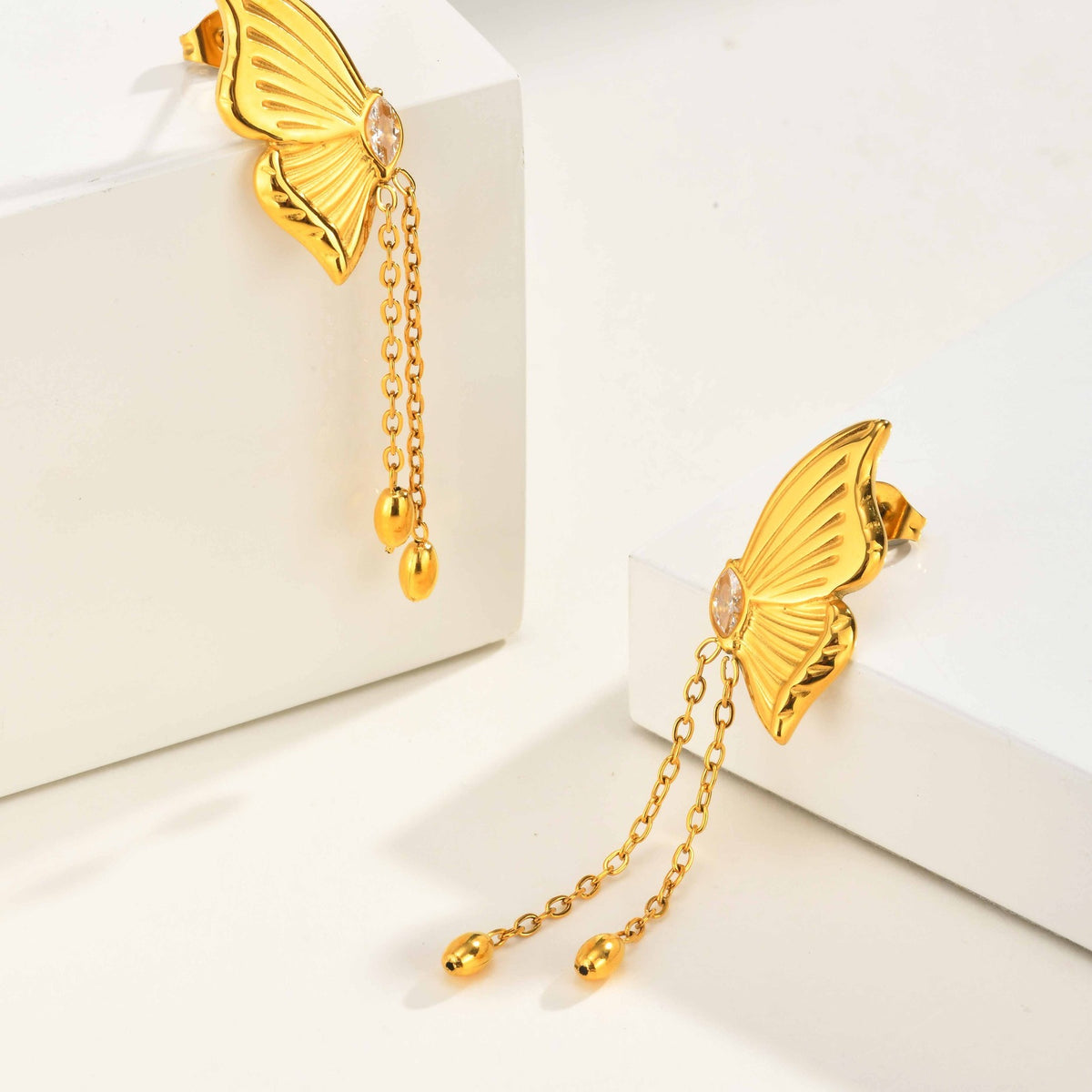 Stainless Steel Zircon Earrings