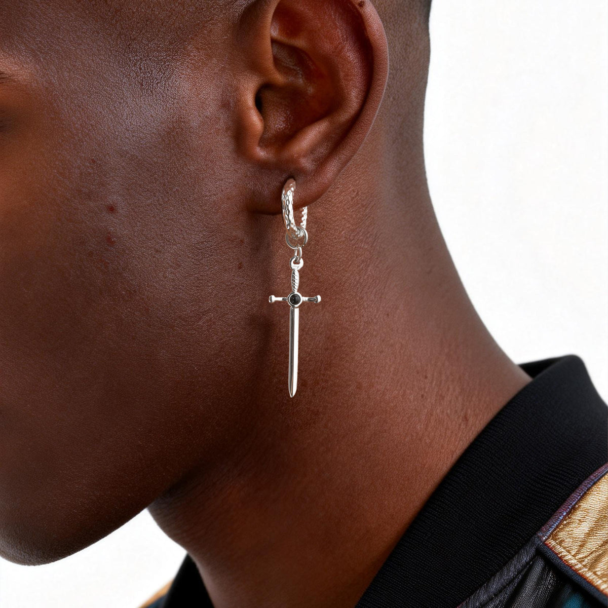 Stainless Steel Cross Vintage Black Earrings