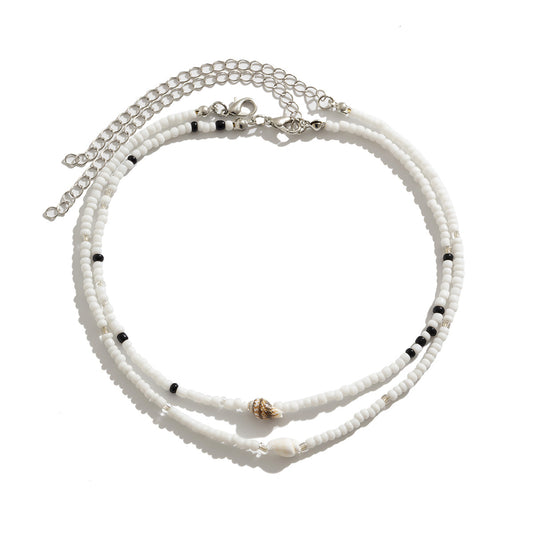 Planderful Vienna Verve Geometric Collarbone Necklace Personal Color Mixing Beaded Conch Set For Women