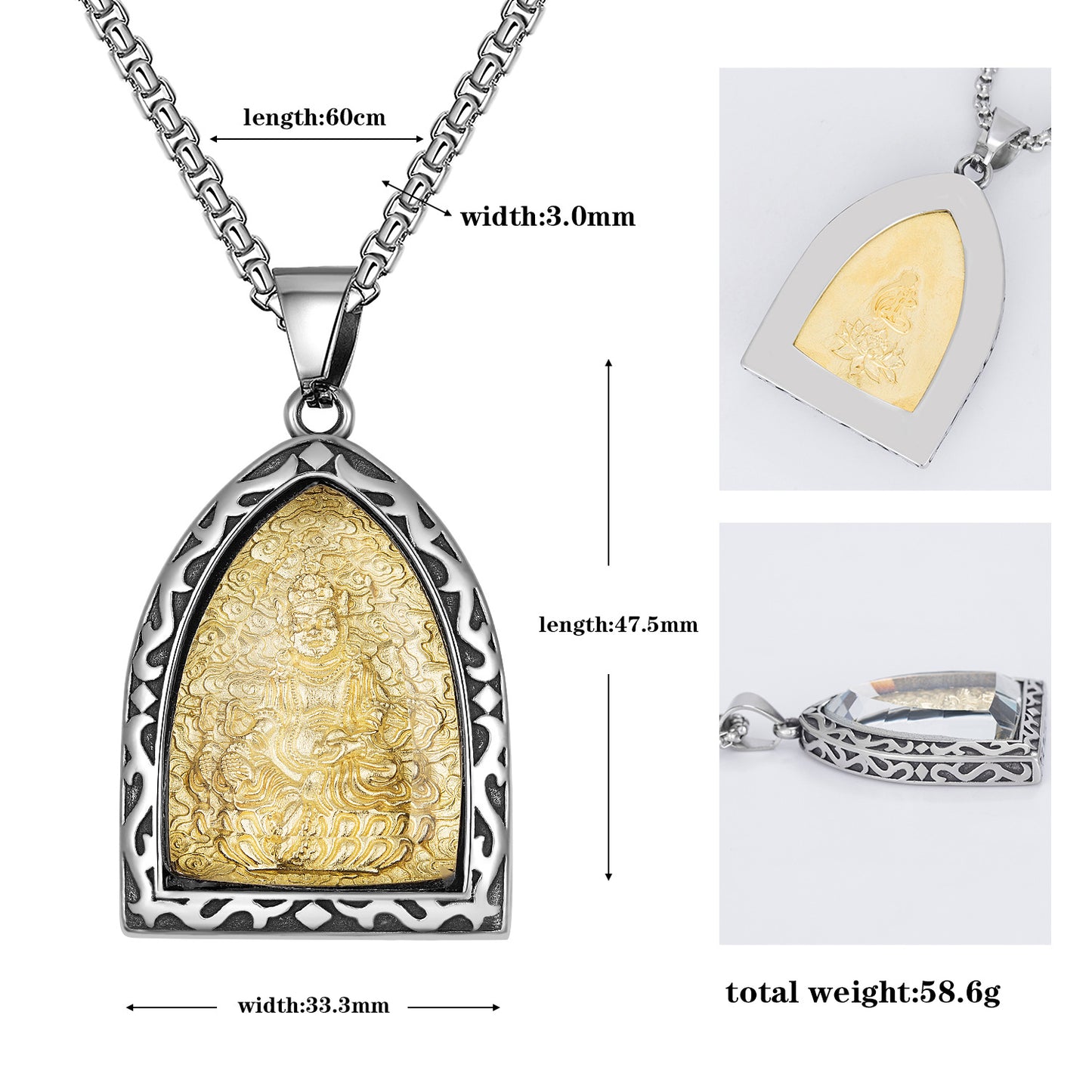 Steel Necklace – Elegant Guardian Amulet Pendant