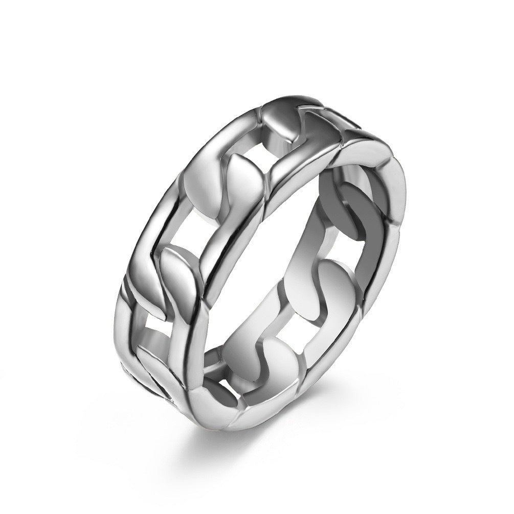 Planderful Everyday Genie Titanium Steel Durable Cuban Chain Ring For Men And Women Unisex Trendy Jewelry Sizes 7 To 12