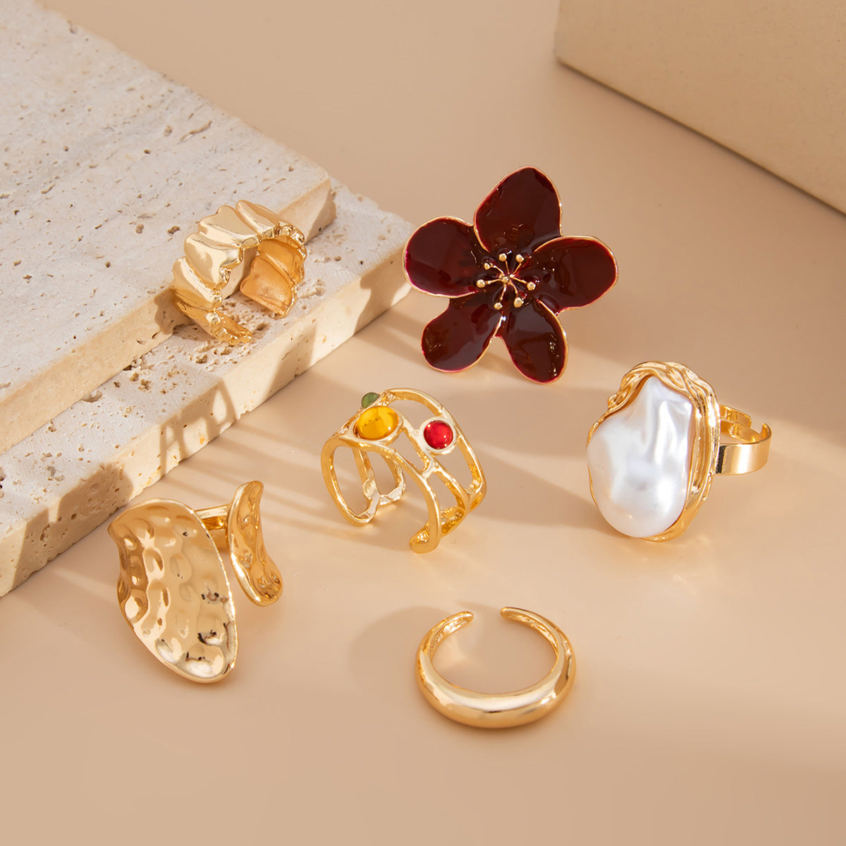 Planderful Vienna Verve Ring Set – Elegant Micro-Inlaid Design