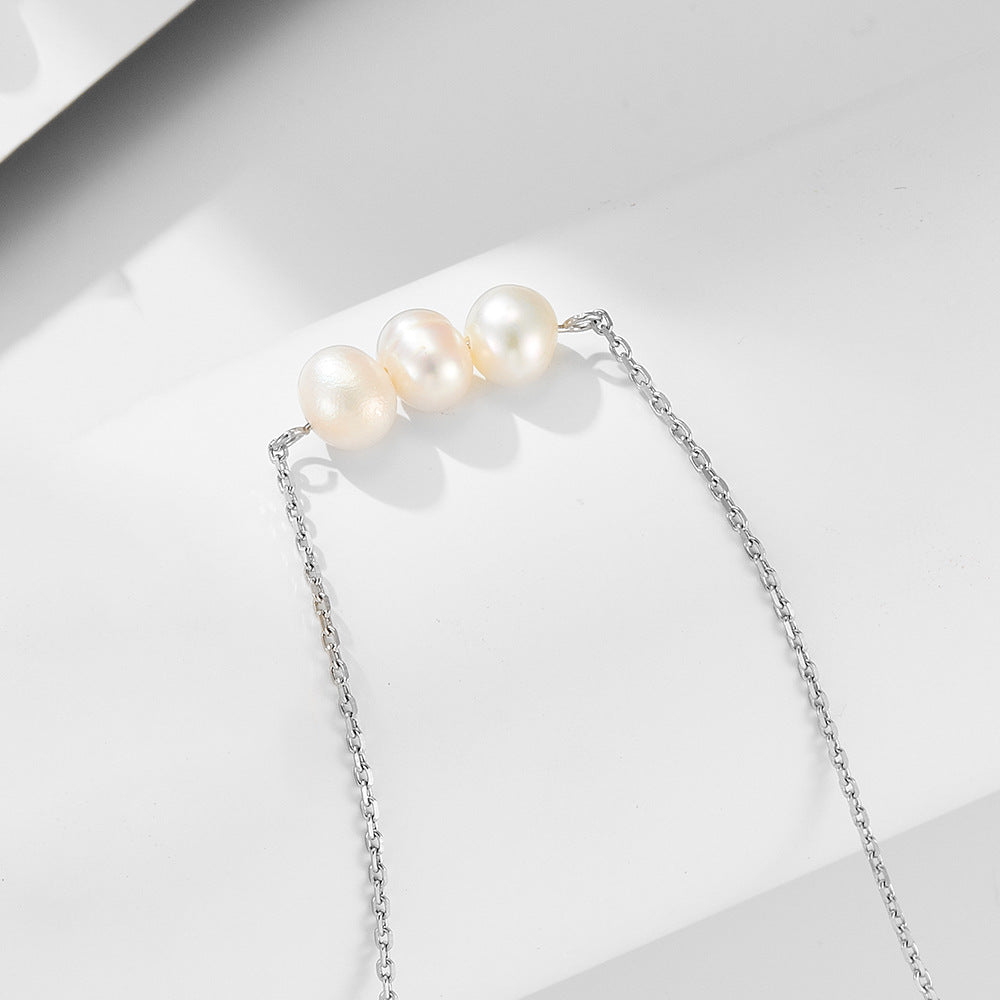 Natural Freshwater Pearl Necklace 925 Sterling Silver Sense
