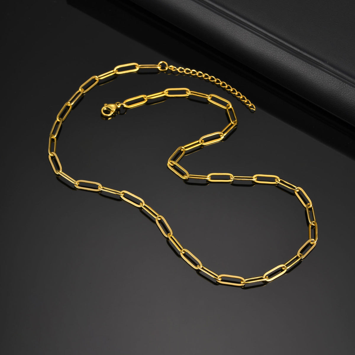 Thick Chain Stainless Steel Rectangular Chain Necklace Collarbone Chain Sweater Chain Men