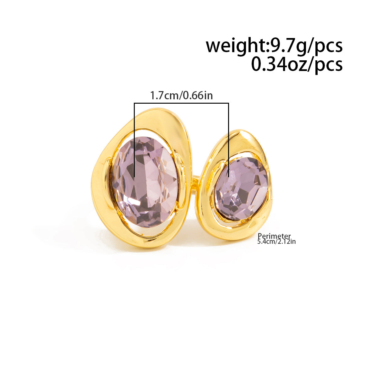 Planderful Zircon Ring Open Ring Pink Spice Girl Style For Bold Women Statement Hand Jewelry