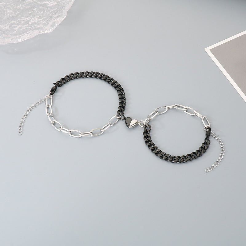 Hip Hop Niche 3.8 Muse Festival Gift Gift – Magnetic Love Titanium Steel Cuban Chain Bracelet