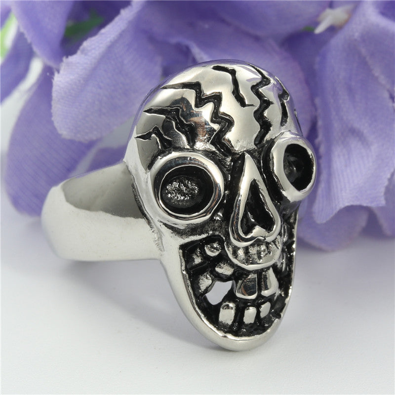 Punk Style Multi-Color Titanium Steel Skull Ring for Men - Retro Stainless Steel Jewelry