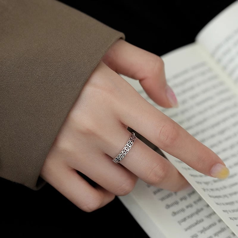 925 Sterling Silver Retro Ring Women's Coin Personalized Design