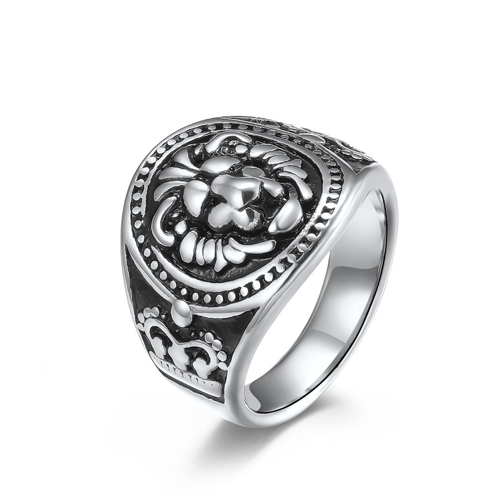 Lion Head Stainless Steel Men's Ring Retro Domineering Style