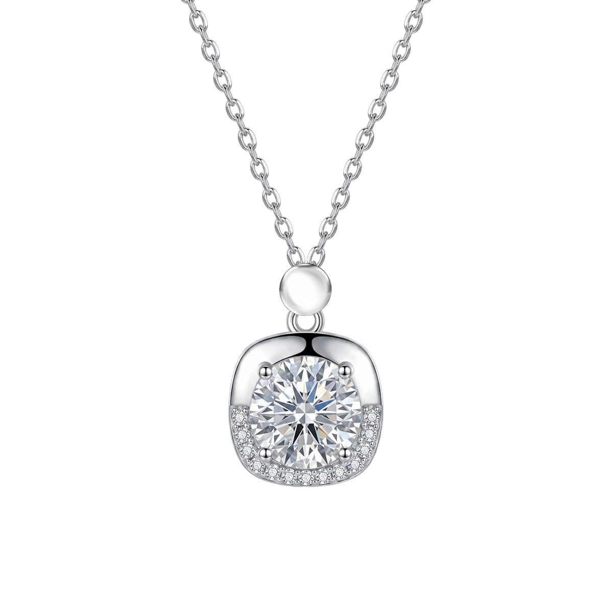 Round Mozzarella 925 Sterling Silver Women's Pendant Necklace