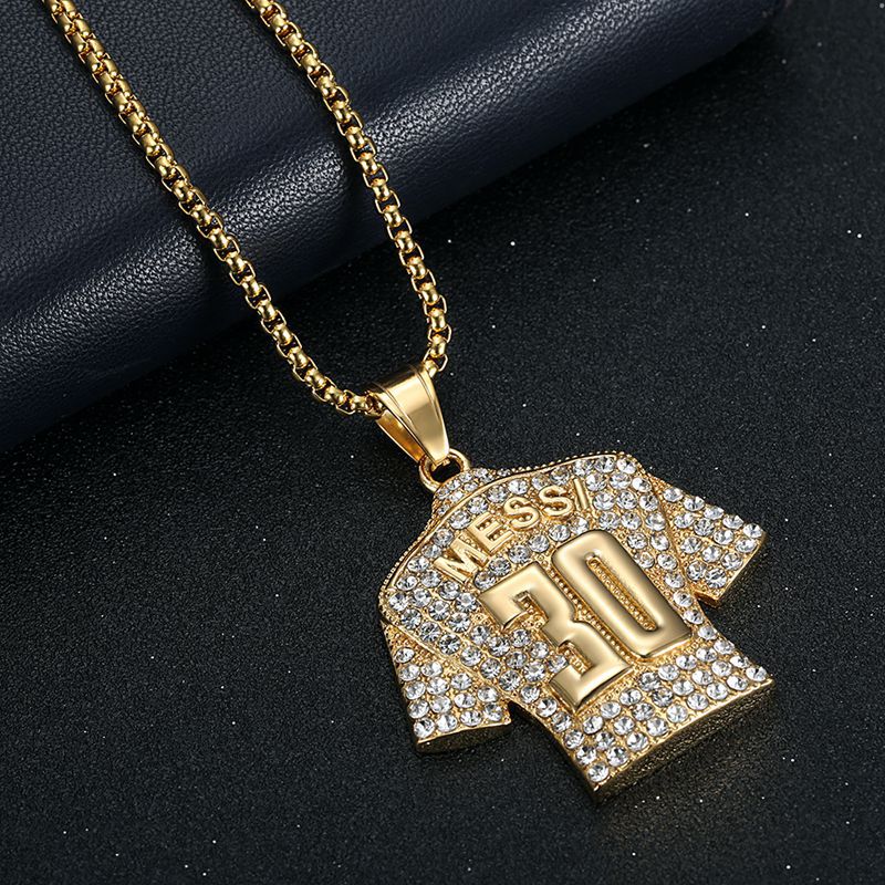 Zircon Necklace – Statement Hip Hop Football Jersey Pendant In Gold Plated Steel By Planderful