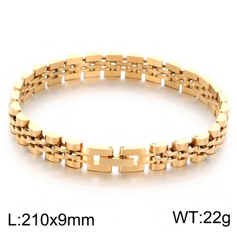 Japan & Korea Business Watch Chain Five Baht Strap Chain Stainless Steel Unisex Bracelet