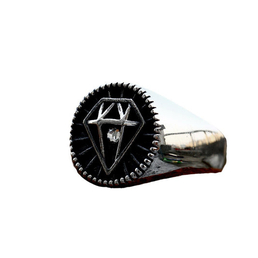 Retro-Inspired Titanium Steel Zircon Ring for Men - Wholesale Cross-Border Hot Seller