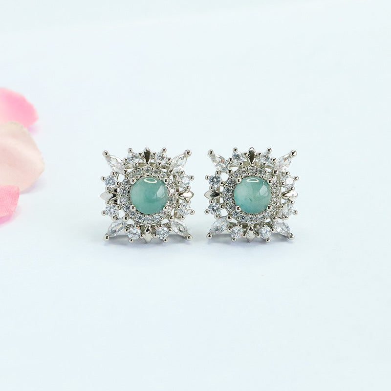 Blue-Water Jadeite Starfall Stud Earrings