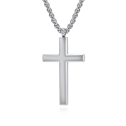 Planderful Stainless Steel Cross Pendant Necklace For Men Durable Trendy Chain Jewelry Autumn New Release