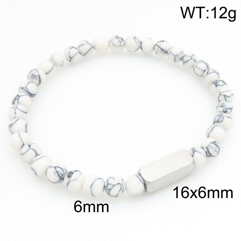 Stylish Stainless Steel Square Volcanic Stone Bracelet – Tiger's Eye Stone Matte Bead