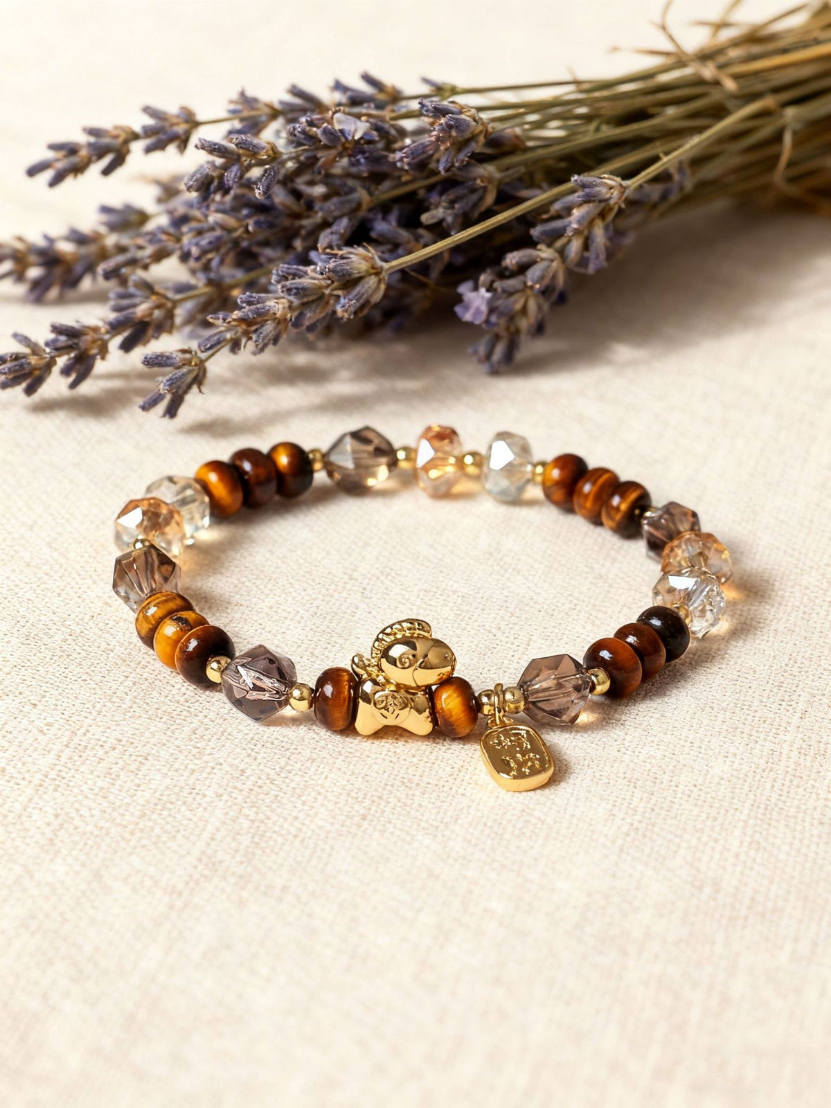 Tiger Eye & Pearl Horse-Year Bracelet