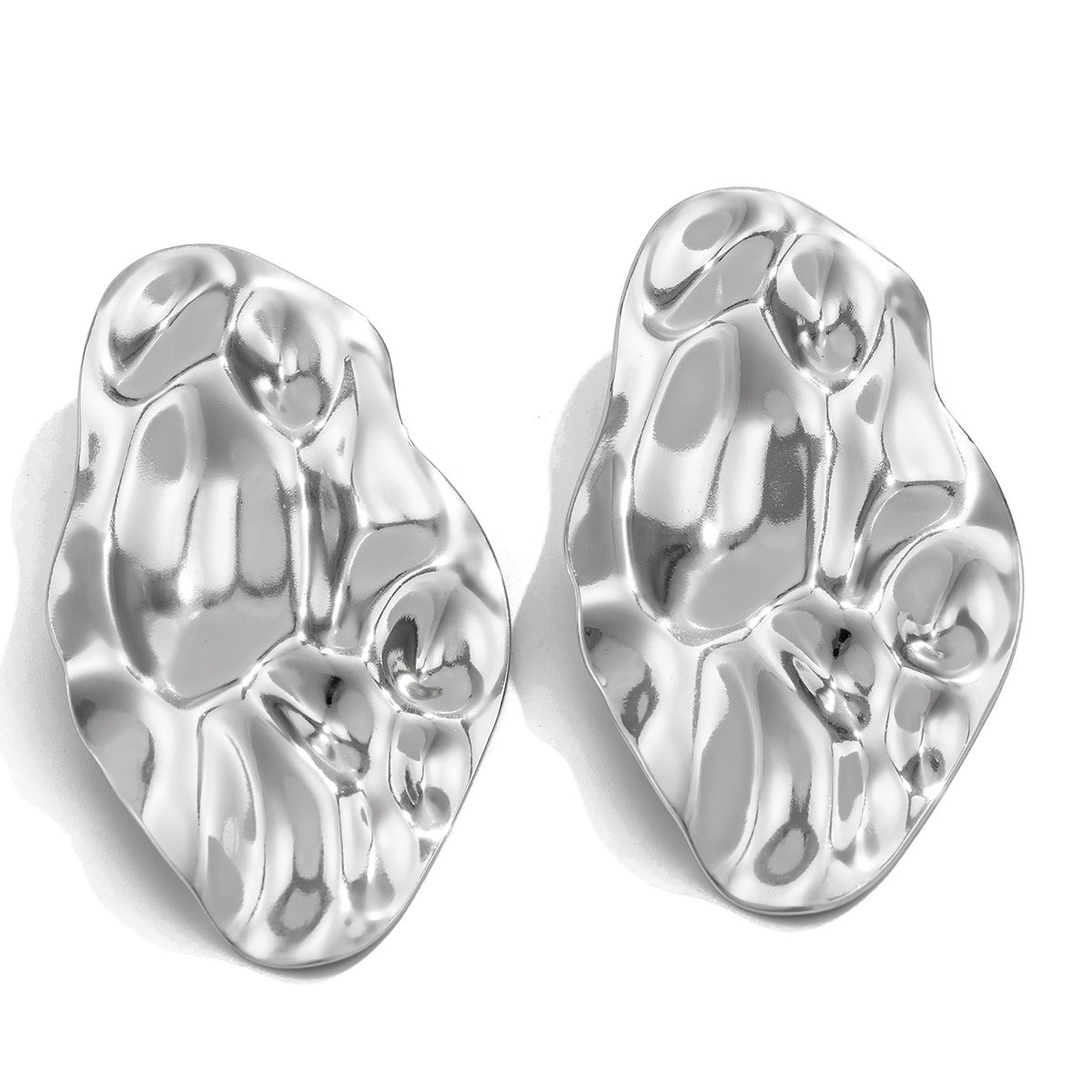 Planderful Vienna Verve Water Ripple Pleated Metal Stud Earrings For Modern Women