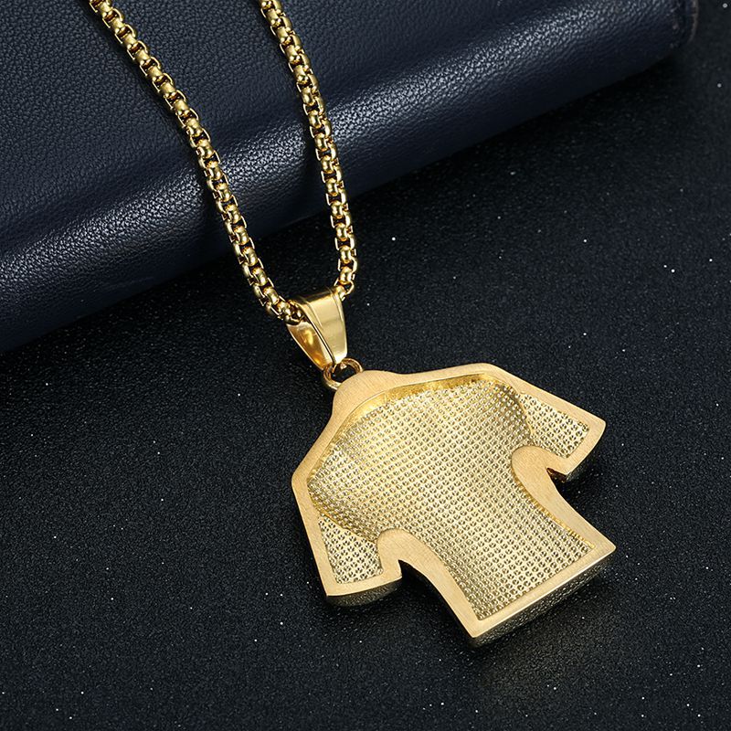 Zircon Necklace – Statement Hip Hop Football Jersey Pendant In Gold Plated Steel By Planderful