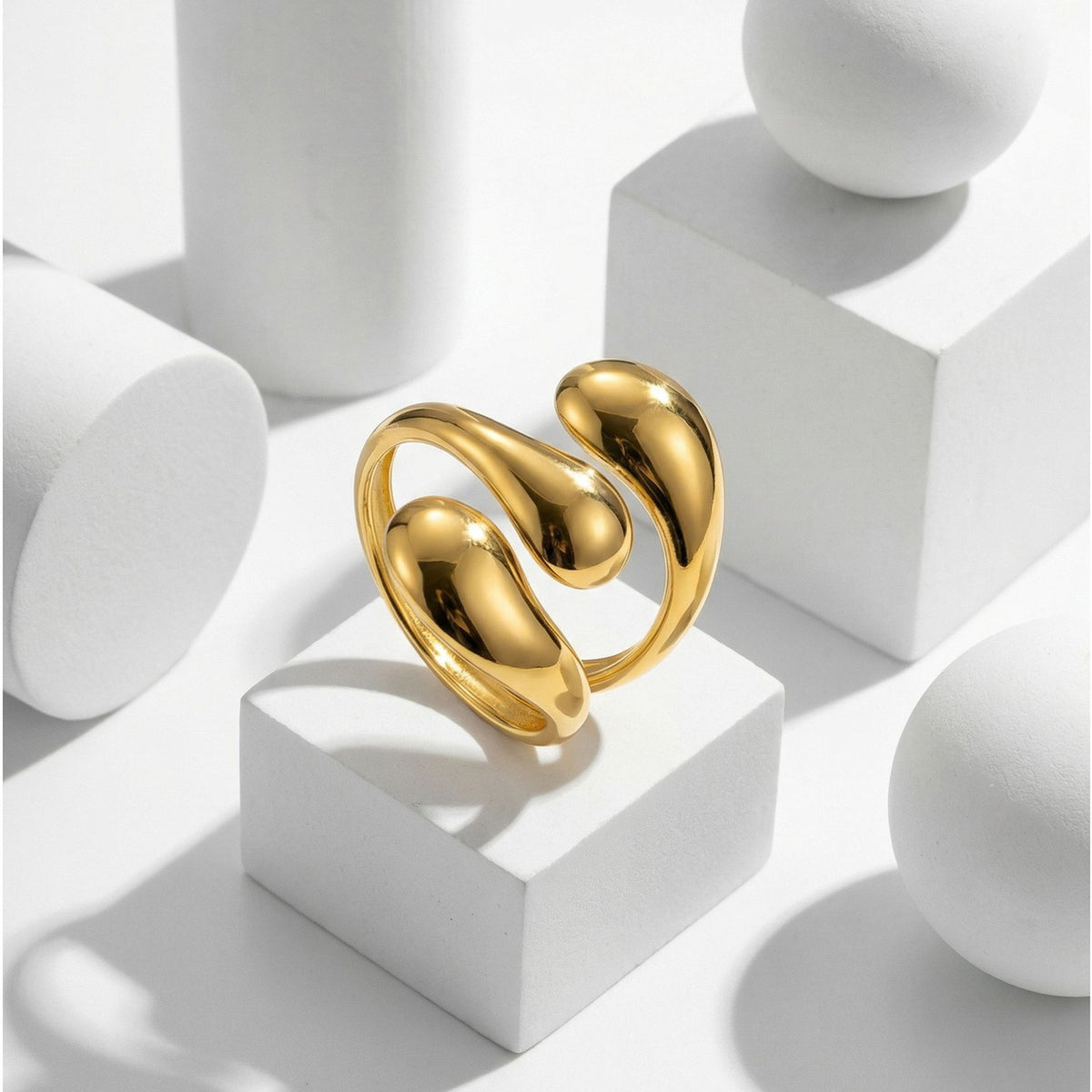 Stainless Steel Geometric Line Opening Version Design Ring