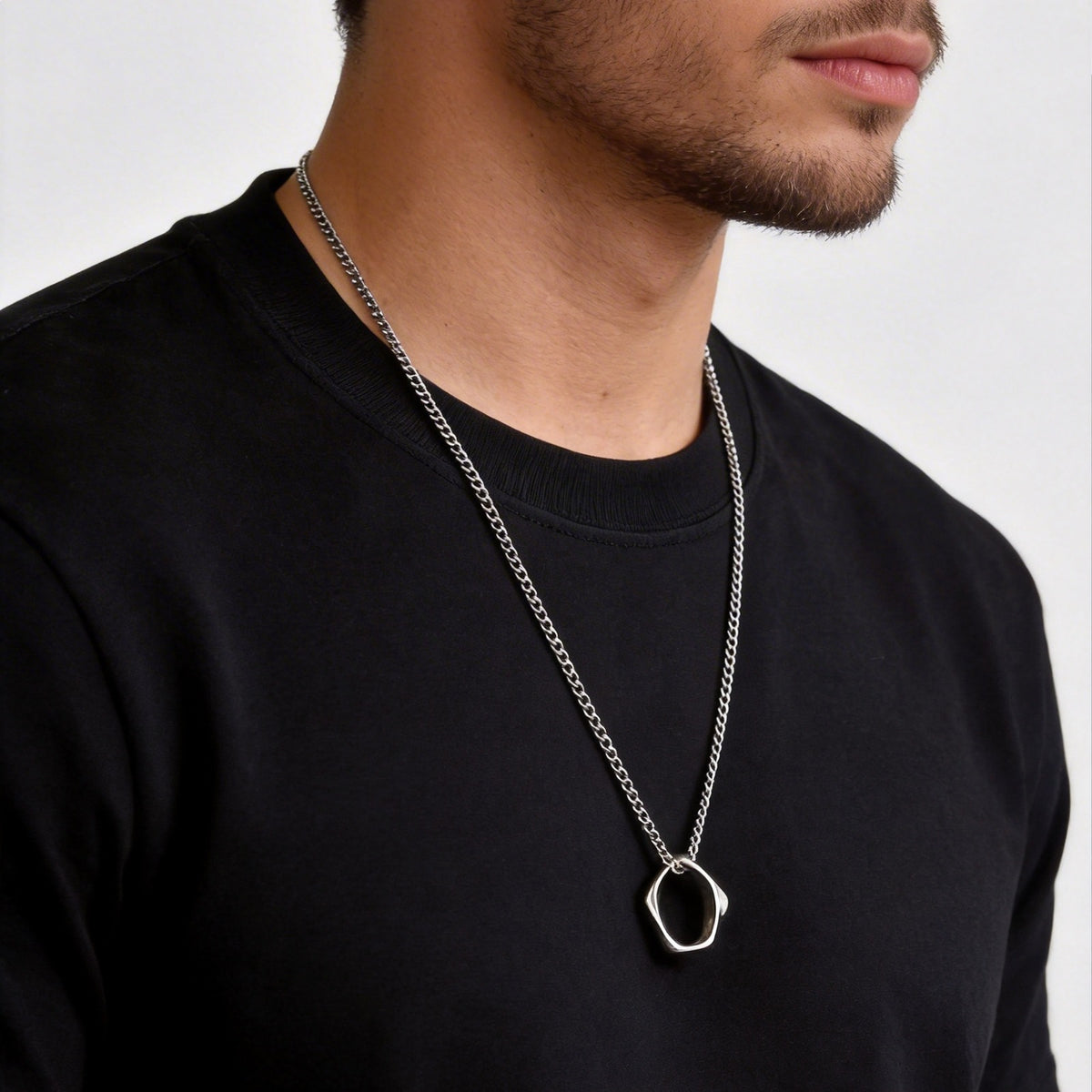 Cold Wind Stainless Steel Design Geometric Mobius Ring Pendant