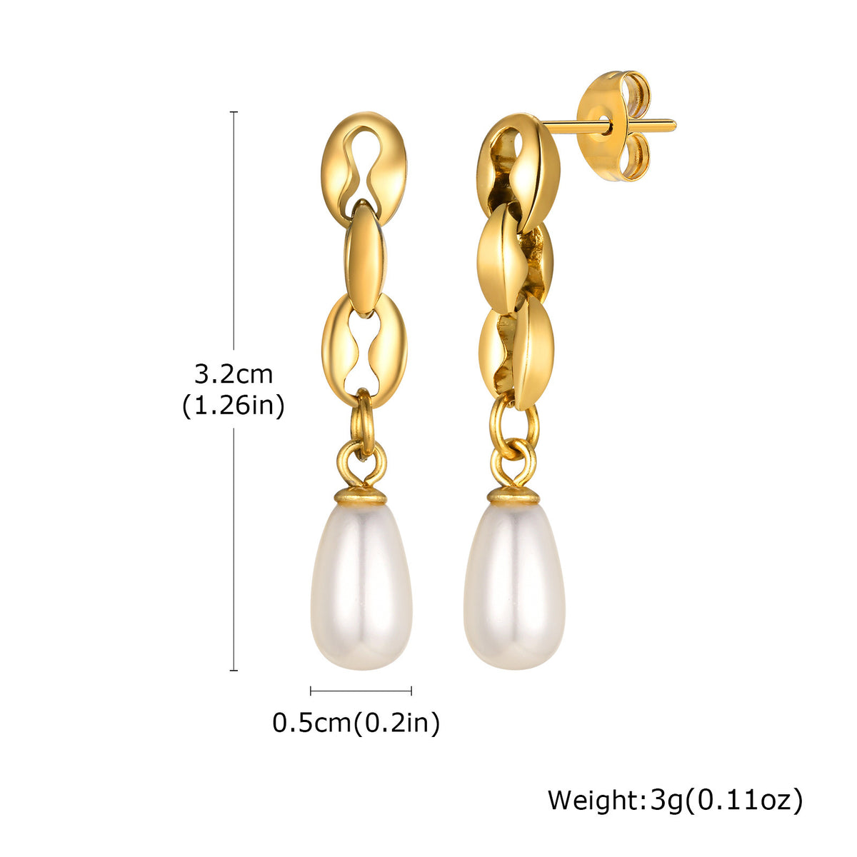 Stainless Steel Pearl Earrings