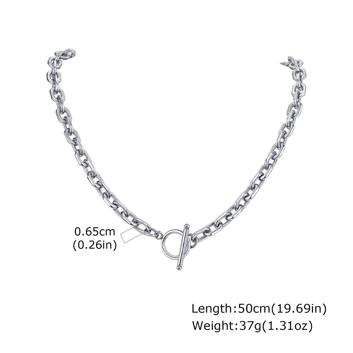 Unisex Hip Hop Stainless Steel Toggle Clasp Batch Corner Chain Necklace
