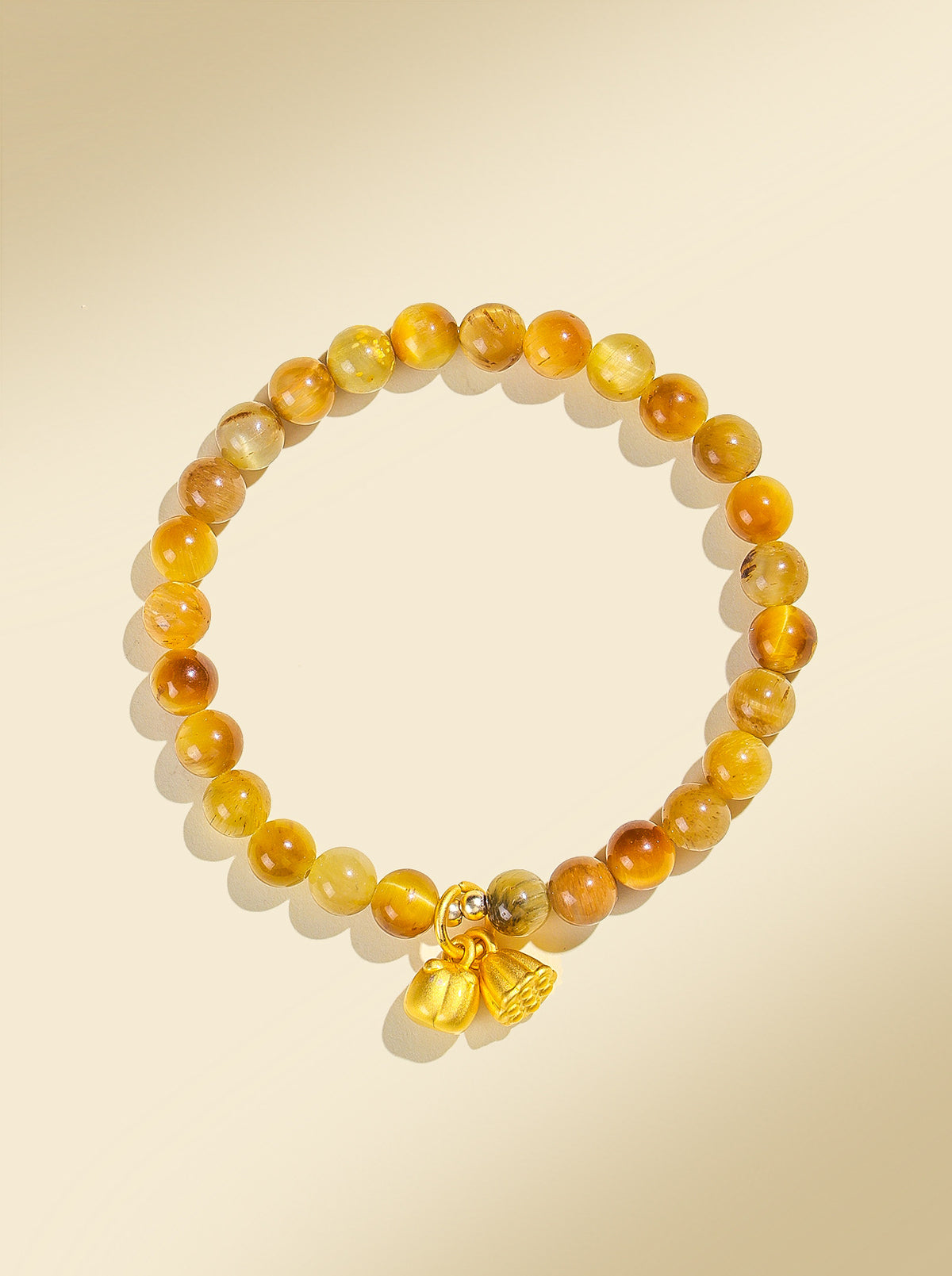 Golden Tiger Eye Bamboo & Fish Motif Bracelet