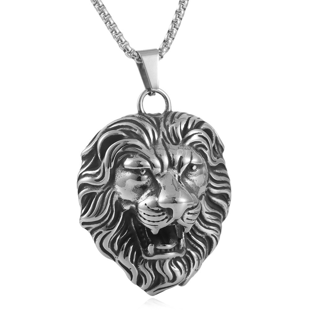 European And American Stainless Steel Lion Pendant Necklace
