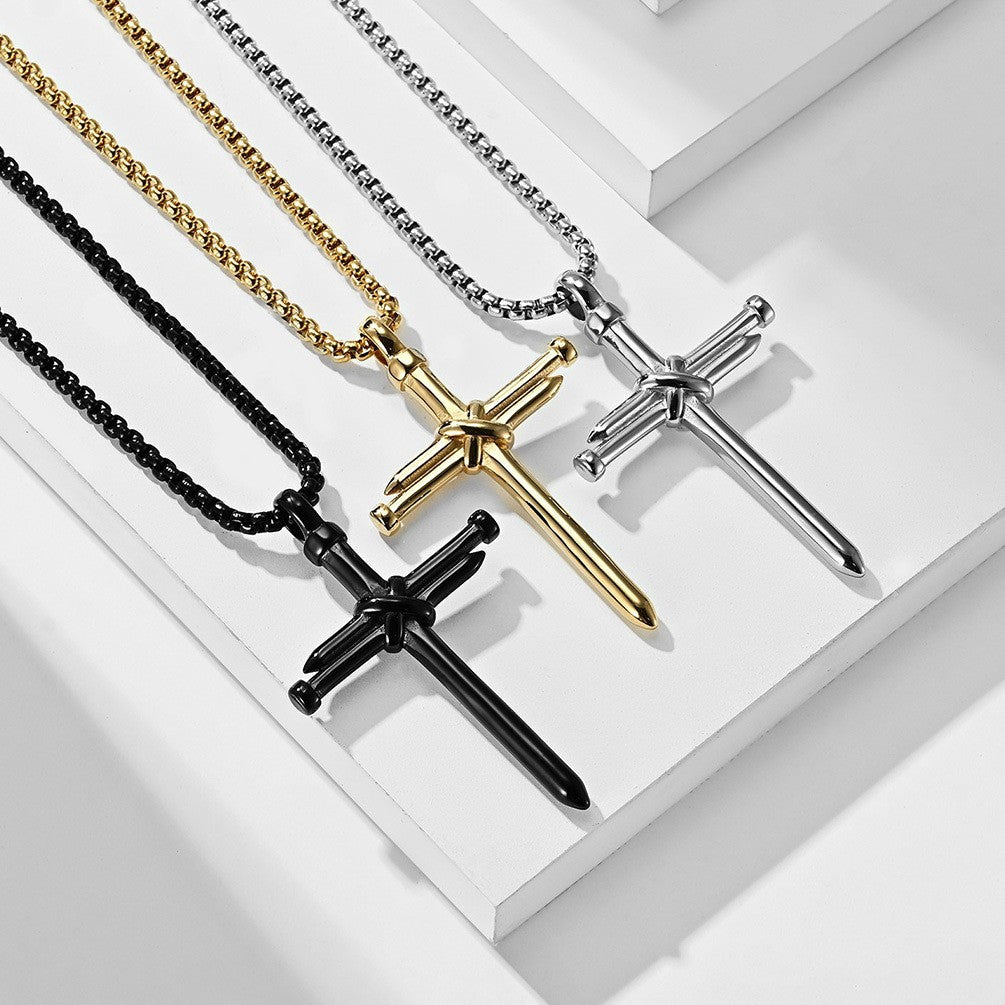Stylish Titanium Steel Cross Pendant Necklace for Men