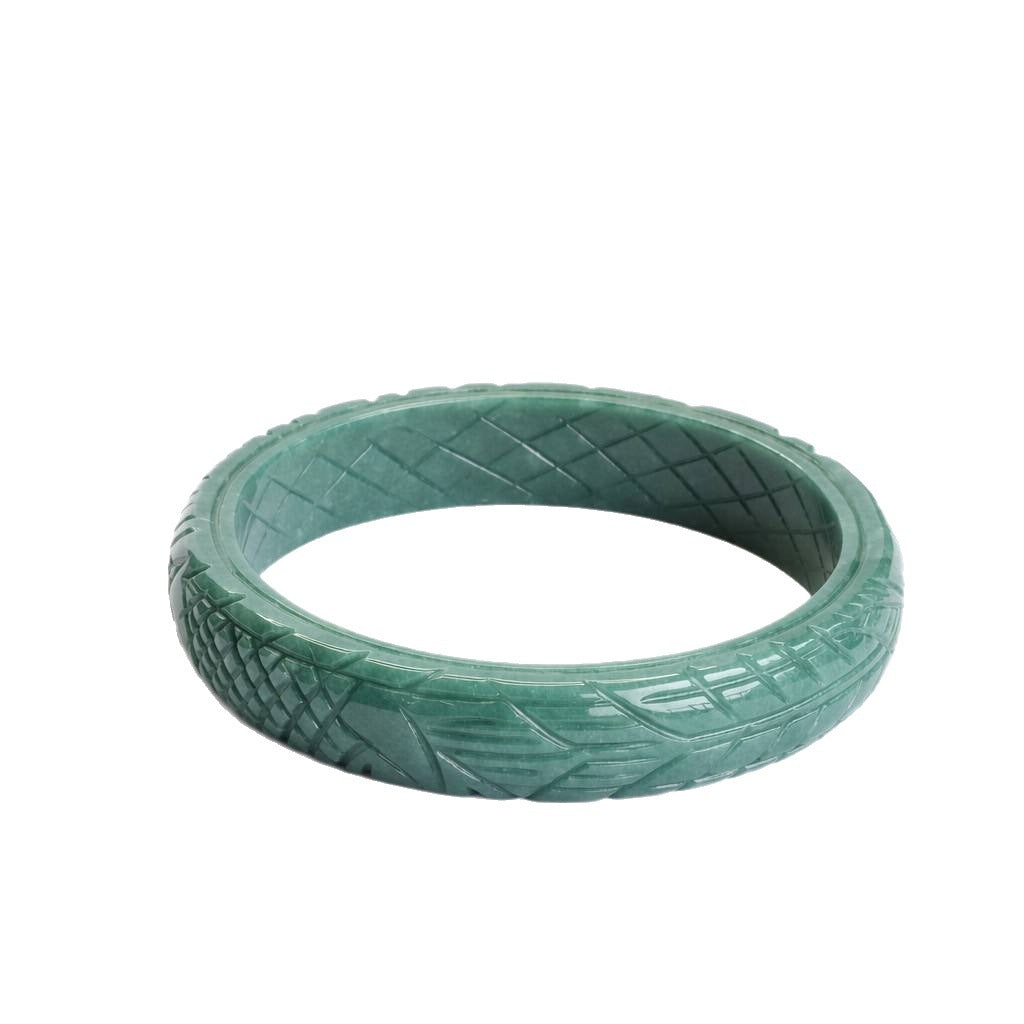 Blue Water Jadeite Dragon & Phoenix Bangle