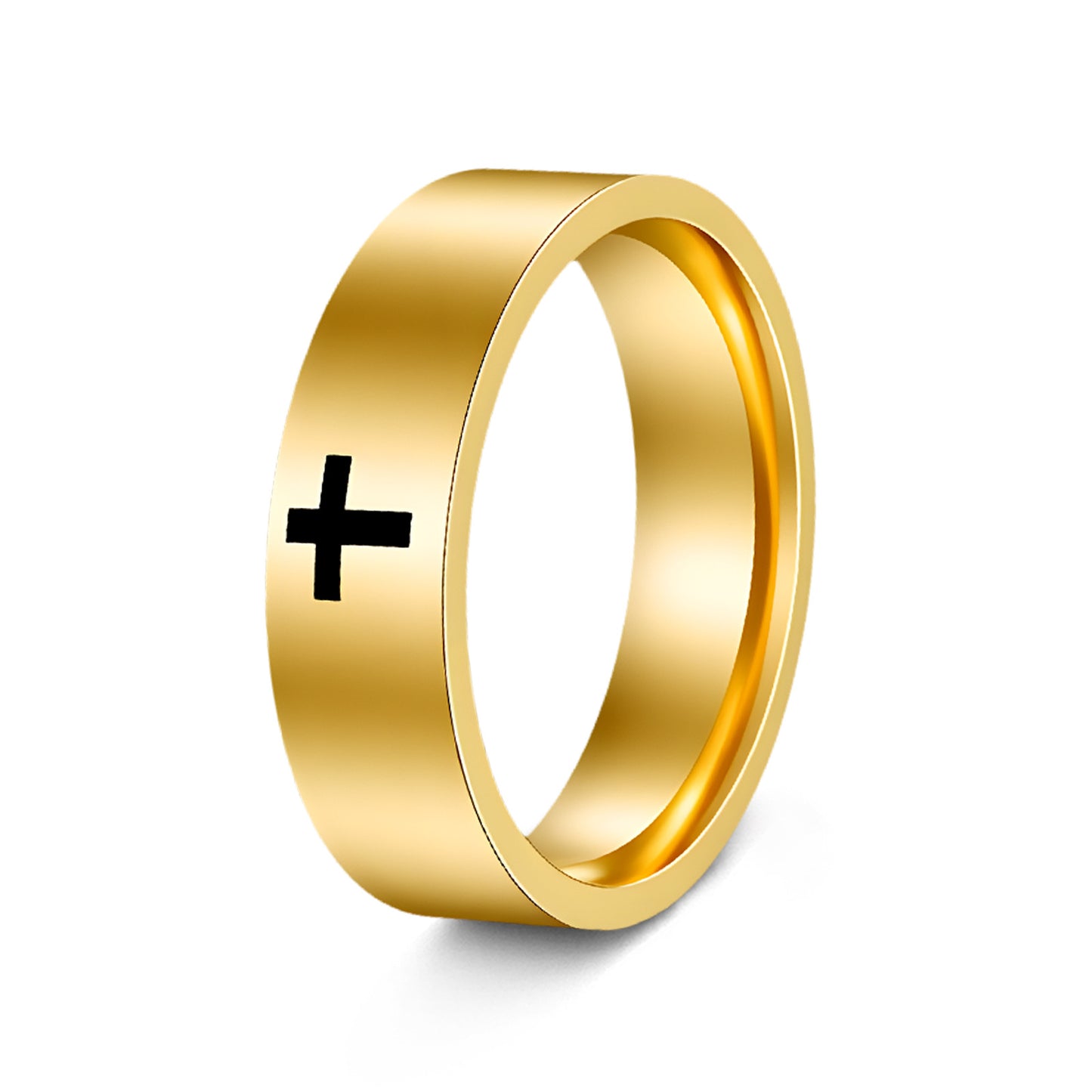 Planderful Everyday Genie Cross Stainless Steel Ring Unisex 6mm 8mm Protective Statement Jewelry