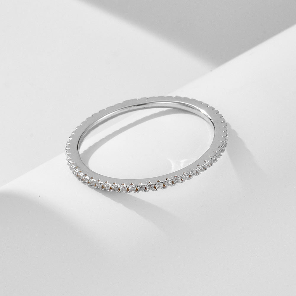 Zircon Eternity Silver Ring