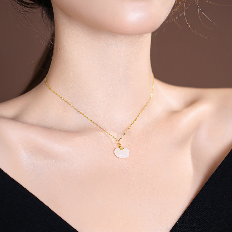 Fortune's Favor S925 Silver Necklace with Hetian Jade Pendant for Women